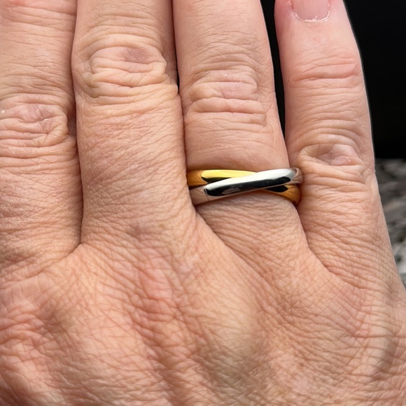 3mm Double-joined Silver Gold Ring - Picture 2 of 5